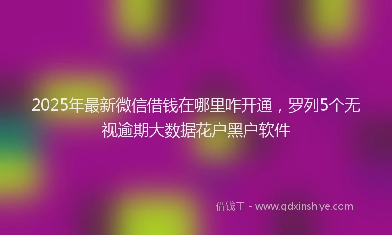 2025年最新微信借钱在哪里咋开通，罗列5个无视逾期大数据花户黑户软件