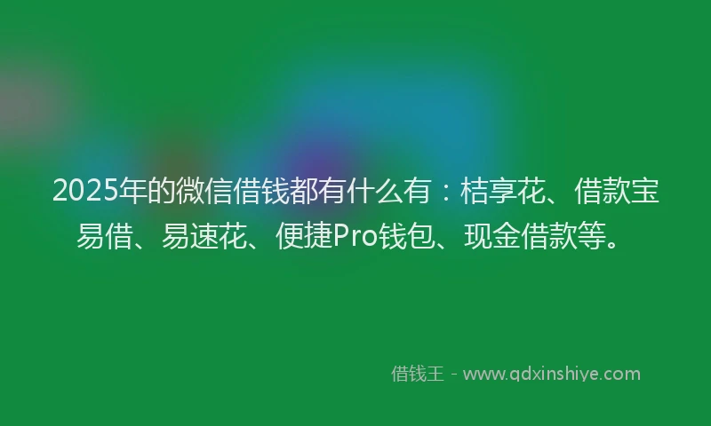2025年的微信借钱都有什么有：桔享花、借款宝易借、易速花、便捷Pro钱包、现金借款等。