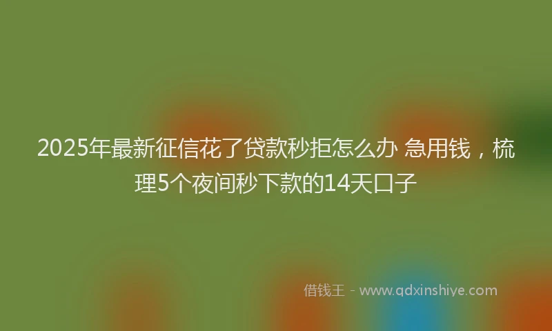 2025年最新征信花了贷款秒拒怎么办 急用钱，梳理5个夜间秒下款的14天口子