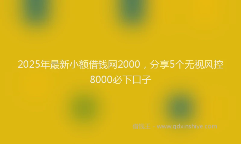 2025年最新小额借钱网2000，分享5个无视风控8000必下口子