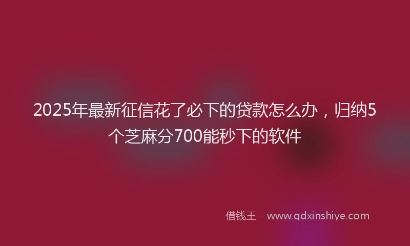 2025年最新征信花了必下的贷款怎么办，归纳5个芝麻分700能秒下的软件