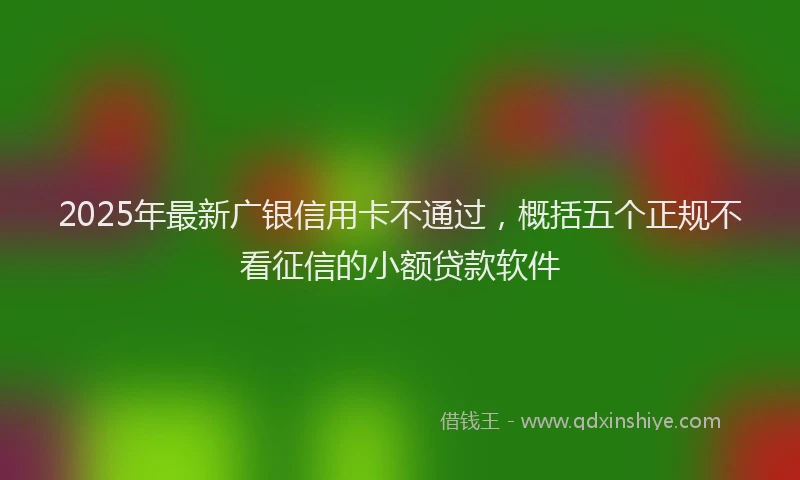 2025年最新广银信用卡不通过，概括五个正规不看征信的小额贷款软件