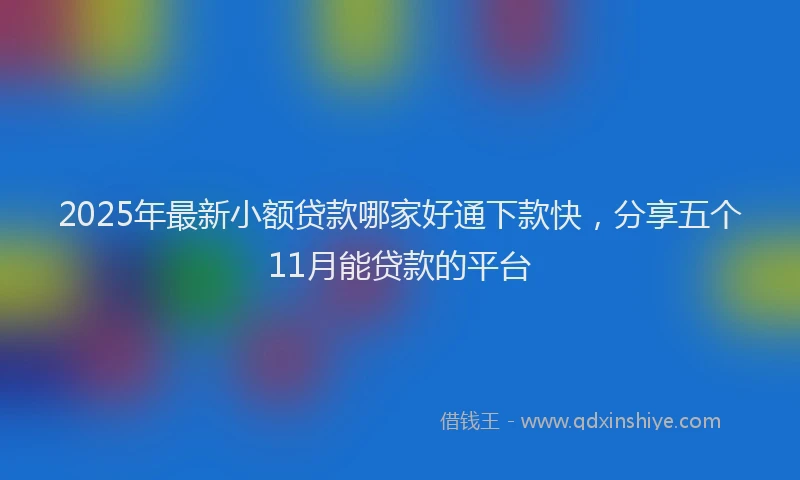 2025年最新小额贷款哪家好通下款快，分享五个11月能贷款的平台
