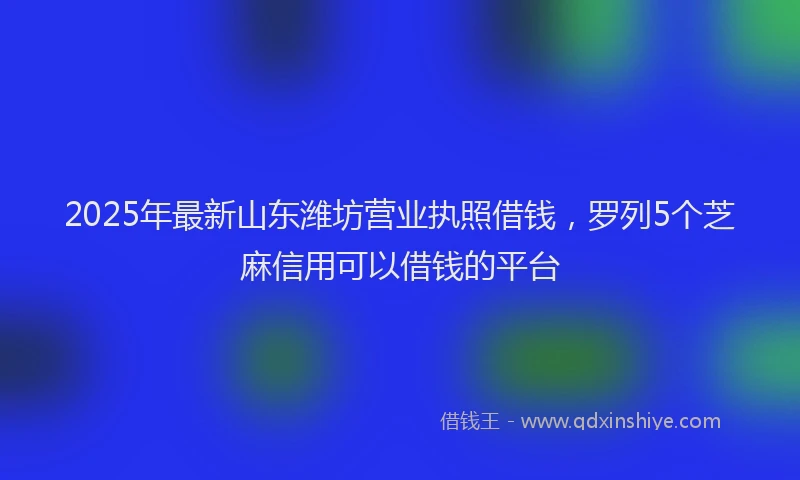 2025年最新山东潍坊营业执照借钱，罗列5个芝麻信用可以借钱的平台