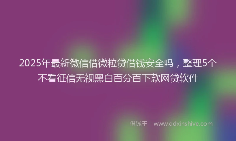 2025年最新微信借微粒贷借钱安全吗，整理5个不看征信无视黑白百分百下款网贷软件