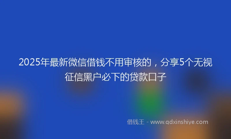 2025年最新微信借钱不用审核的，分享5个无视征信黑户必下的贷款口子