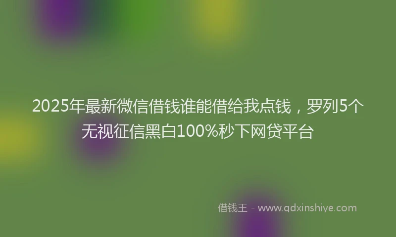2025年最新微信借钱谁能借给我点钱，罗列5个无视征信黑白100%秒下网贷平台