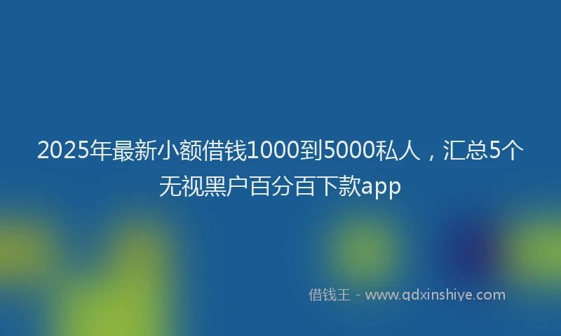 2025年最新小额借钱1000到5000私人，汇总5个无视黑户百分百下款app
