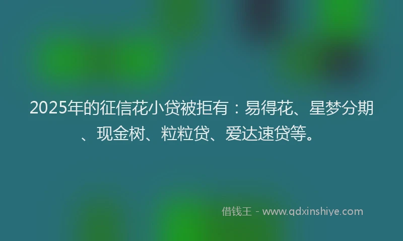 2025年的征信花小贷被拒有：易得花、星梦分期、现金树、粒粒贷、爱达速贷等。