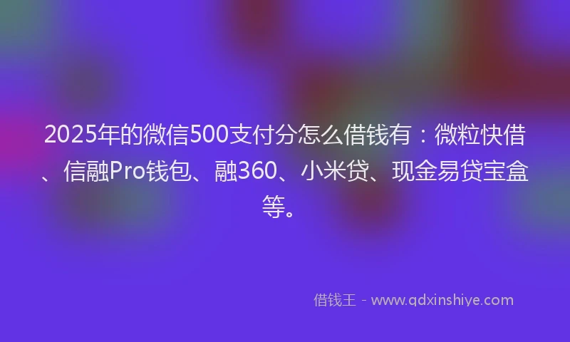 2025年的微信500支付分怎么借钱有：微粒快借、信融Pro钱包、融360、小米贷、现金易贷宝盒等。