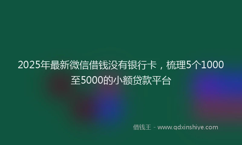 2025年最新微信借钱没有银行卡，梳理5个1000至5000的小额贷款平台