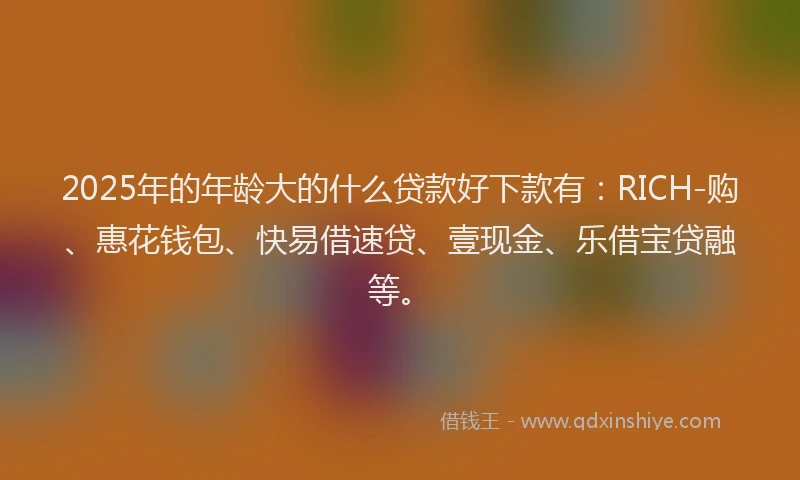 2025年的年龄大的什么贷款好下款有：RICH-购、惠花钱包、快易借速贷、壹现金、乐借宝贷融等。
