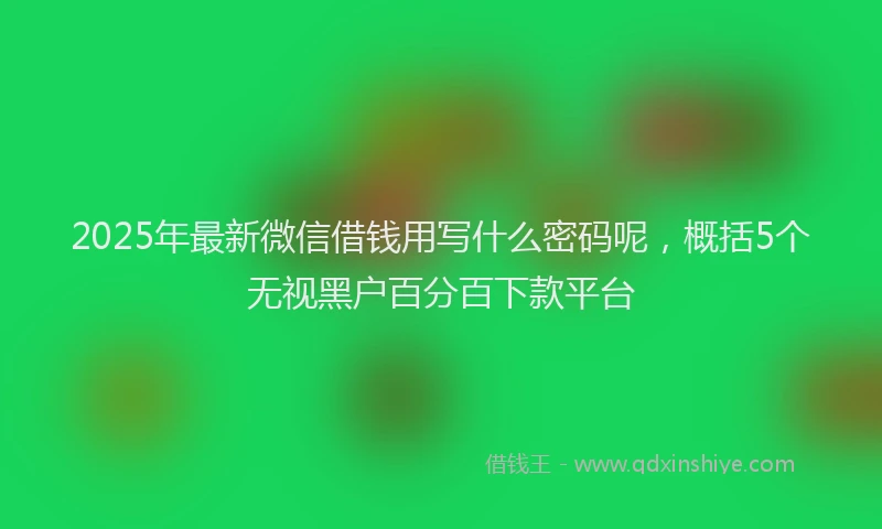2025年最新微信借钱用写什么密码呢，概括5个无视黑户百分百下款平台