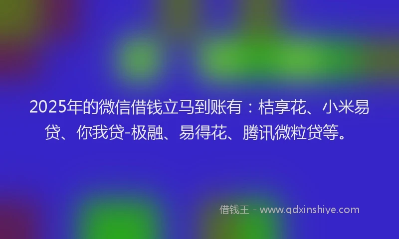 2025年的微信借钱立马到账有：桔享花、小米易贷、你我贷-极融、易得花、腾讯微粒贷等。
