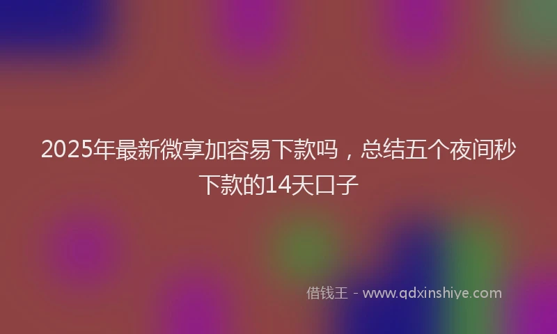 2025年最新微享加容易下款吗，总结五个夜间秒下款的14天口子