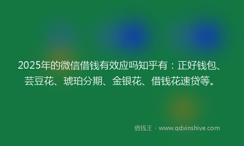 2025年的微信借钱有效应吗知乎有：正好钱包、芸豆花、琥珀分期、金银花、借钱花速贷等。