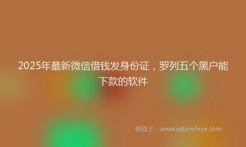 2025年最新微信借钱发身份证，罗列五个黑户能下款的软件