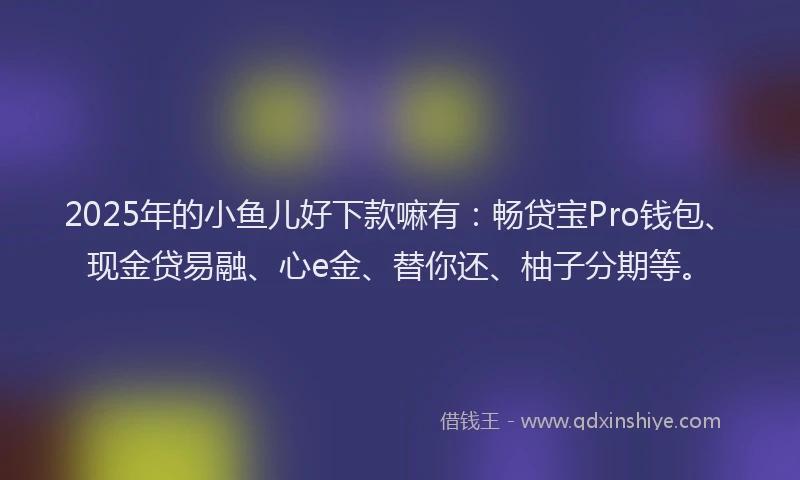 2025年的小鱼儿好下款嘛有：畅贷宝Pro钱包、现金贷易融、心e金、替你还、柚子分期等。