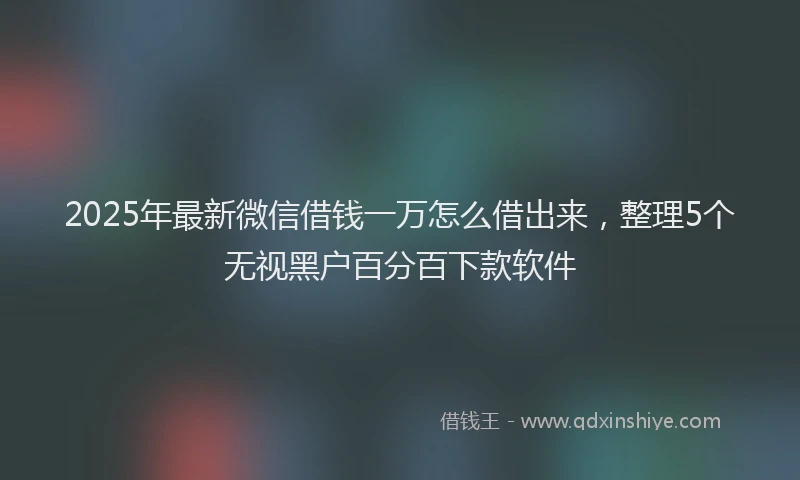 2025年最新微信借钱一万怎么借出来，整理5个无视黑户百分百下款软件