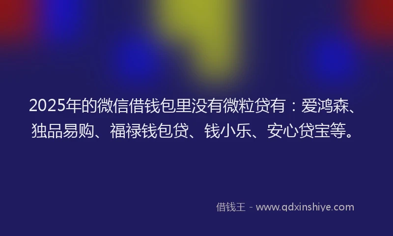 2025年的微信借钱包里没有微粒贷有：爱鸿森、独品易购、福禄钱包贷、钱小乐、安心贷宝等。