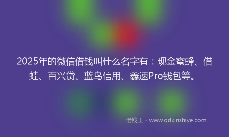 2025年的微信借钱叫什么名字有：现金蜜蜂、借蛙、百兴贷、蓝鸟信用、鑫速Pro钱包等。