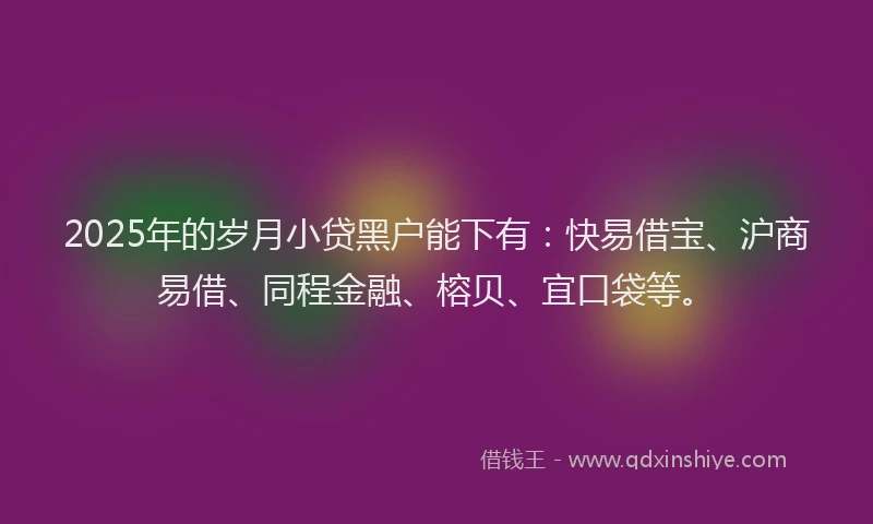 2025年的岁月小贷黑户能下有：快易借宝、沪商易借、同程金融、榕贝、宜口袋等。