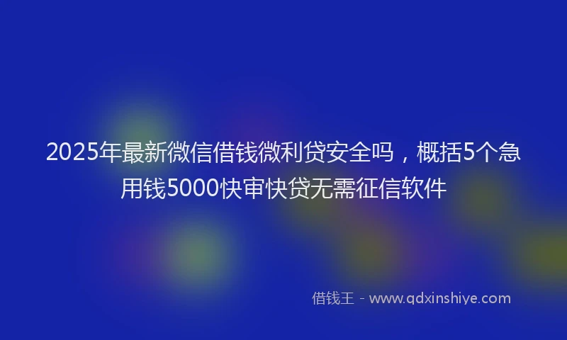 2025年最新微信借钱微利贷安全吗，概括5个急用钱5000快审快贷无需征信软件