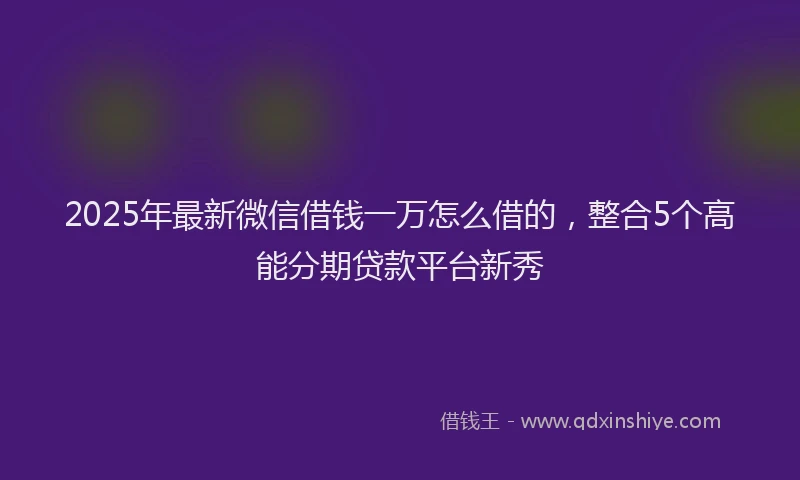 2025年最新微信借钱一万怎么借的，整合5个高能分期贷款平台新秀