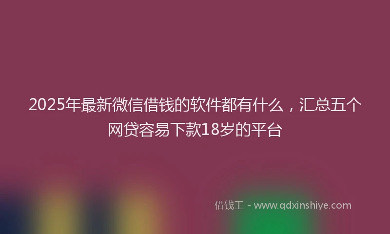 2025年最新微信借钱的软件都有什么，汇总五个网贷容易下款18岁的平台