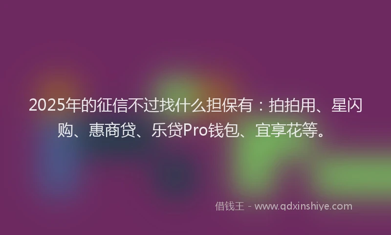 2025年的征信不过找什么担保有：拍拍用、星闪购、惠商贷、乐贷Pro钱包、宜享花等。