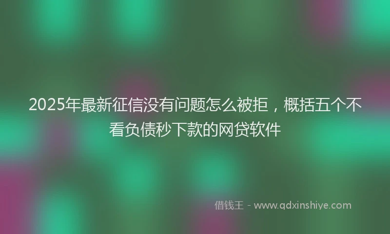 2025年最新征信没有问题怎么被拒，概括五个不看负债秒下款的网贷软件
