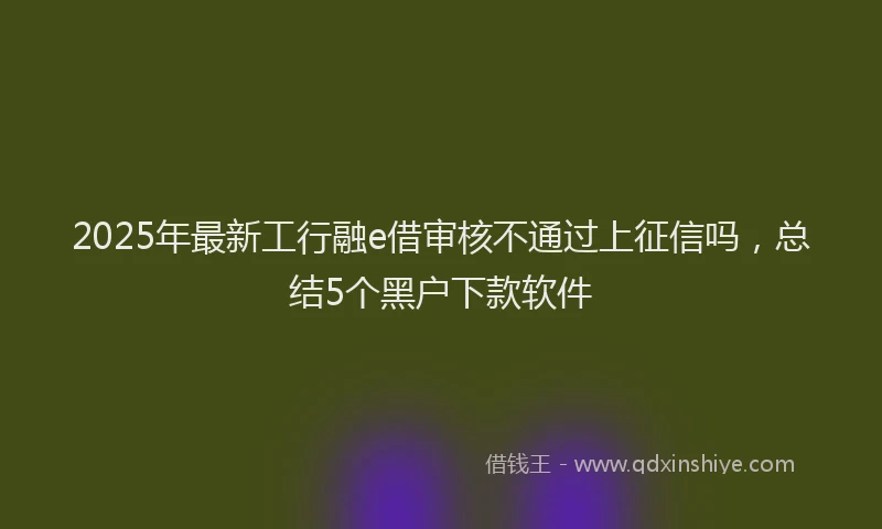 2025年最新工行融e借审核不通过上征信吗，总结5个黑户下款软件
