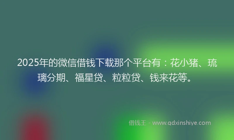 2025年的微信借钱下载那个平台有：花小猪、琉璃分期、福星贷、粒粒贷、钱来花等。