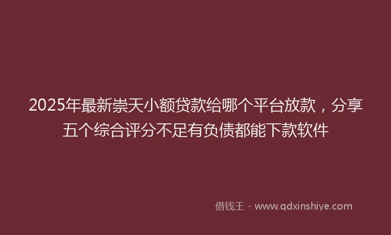 2025年最新崇天小额贷款给哪个平台放款，分享五个综合评分不足有负债都能下款软件