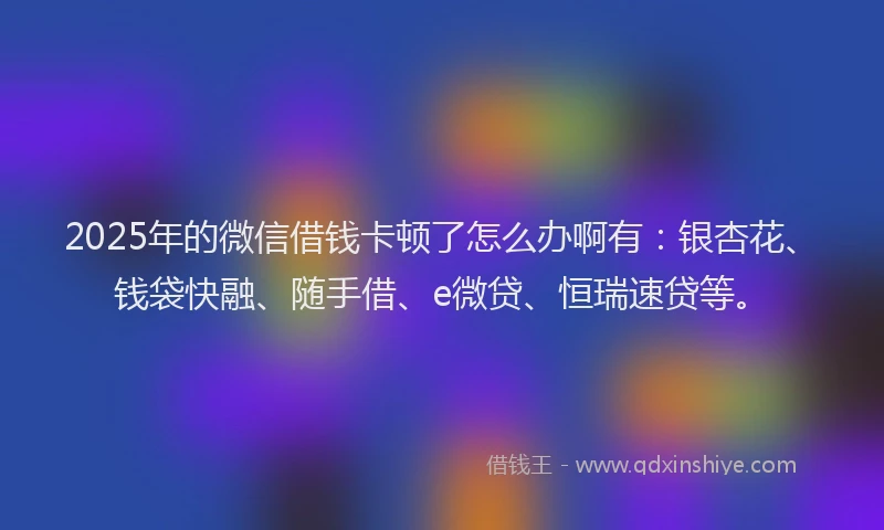 2025年的微信借钱卡顿了怎么办啊有：银杏花、钱袋快融、随手借、e微贷、恒瑞速贷等。