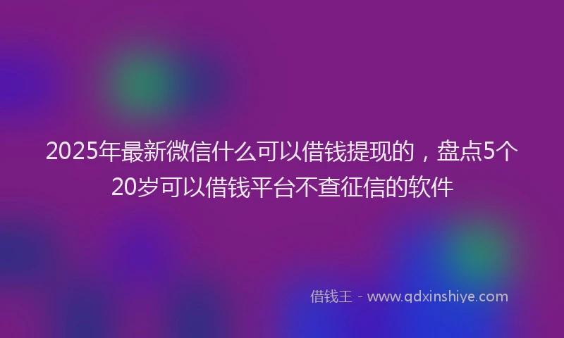 2025年最新微信什么可以借钱提现的，盘点5个20岁可以借钱平台不查征信的软件