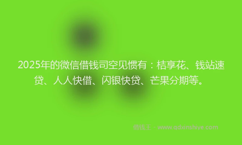 2025年的微信借钱司空见惯有：桔享花、钱站速贷、人人快借、闪银快贷、芒果分期等。