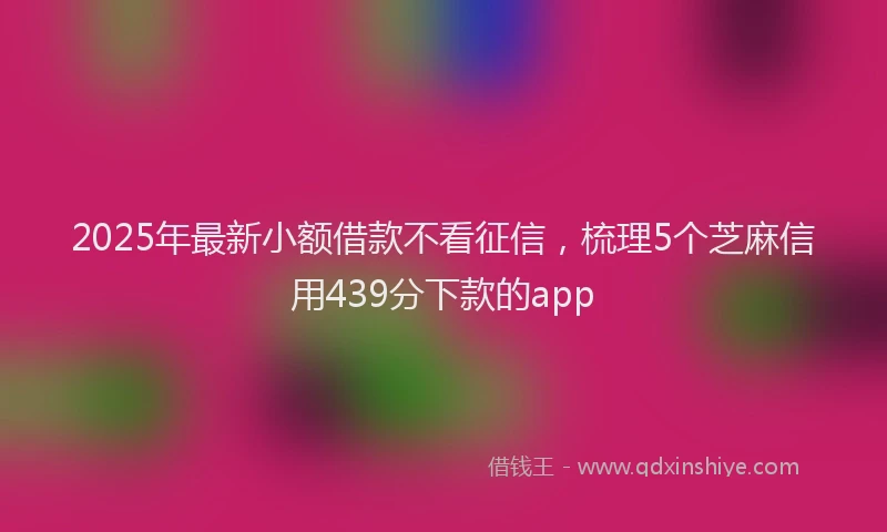 2025年最新小额借款不看征信，梳理5个芝麻信用439分下款的app
