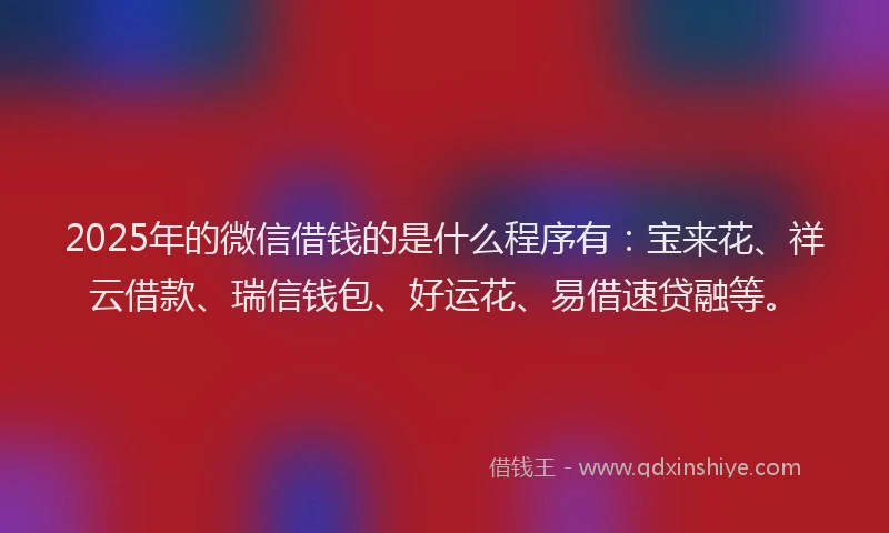 2025年的微信借钱的是什么程序有：宝来花、祥云借款、瑞信钱包、好运花、易借速贷融等。