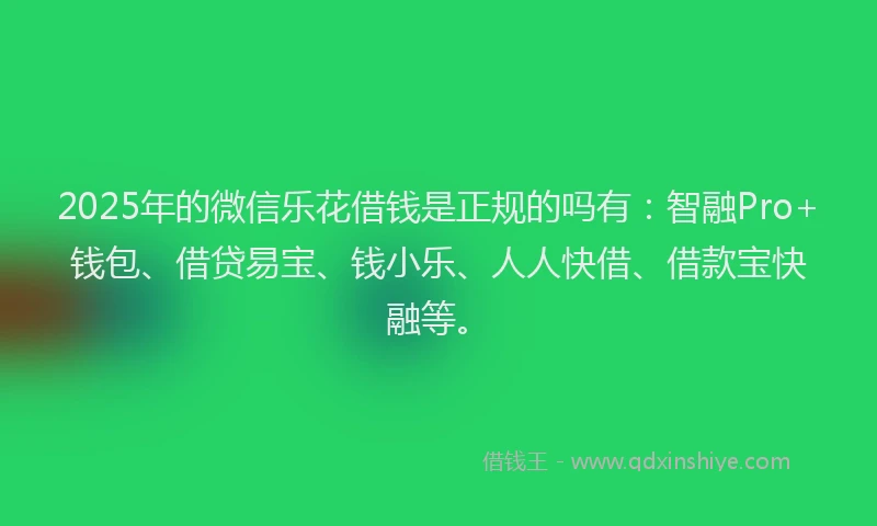 2025年的微信乐花借钱是正规的吗有：智融Pro+钱包、借贷易宝、钱小乐、人人快借、借款宝快融等。