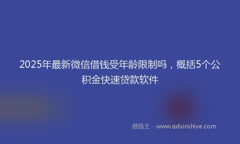 2025年最新微信借钱受年龄限制吗，概括5个公积金快速贷款软件