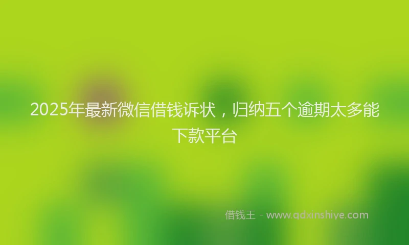 2025年最新微信借钱诉状，归纳五个逾期太多能下款平台