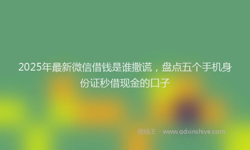 2025年最新微信借钱是谁撒谎，盘点五个手机身份证秒借现金的口子