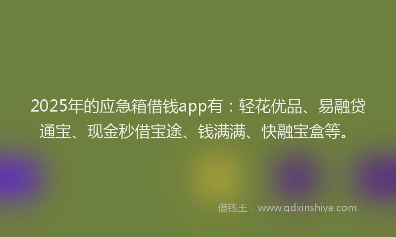 2025年的应急箱借钱app有：轻花优品、易融贷通宝、现金秒借宝途、钱满满、快融宝盒等。