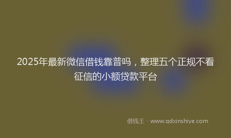 2025年最新微信借钱靠普吗，整理五个正规不看征信的小额贷款平台