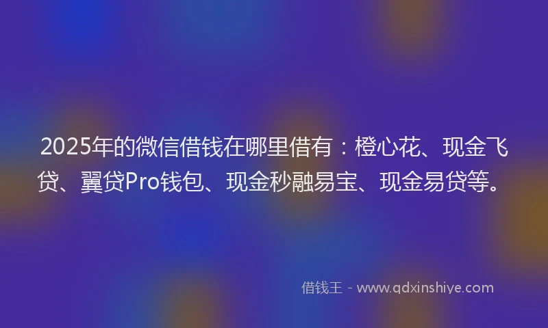 2025年的微信借钱在哪里借有：橙心花、现金飞贷、翼贷Pro钱包、现金秒融易宝、现金易贷等。