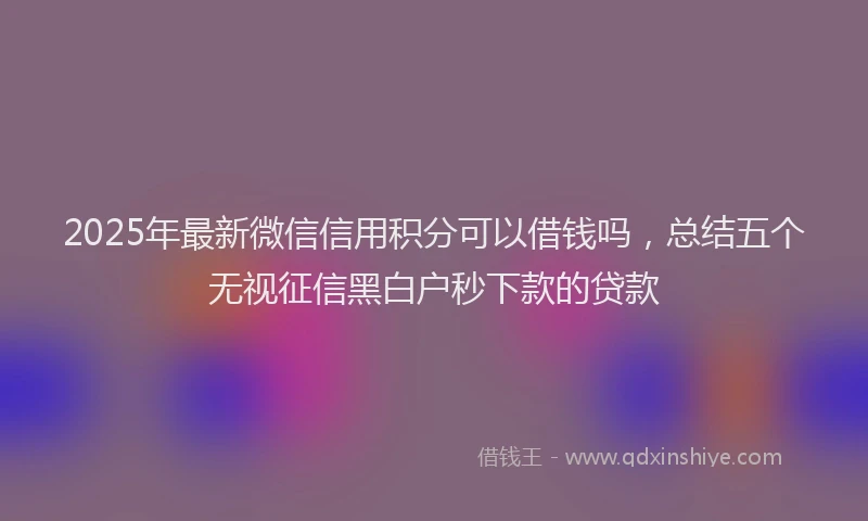 2025年最新微信信用积分可以借钱吗，总结五个无视征信黑白户秒下款的贷款