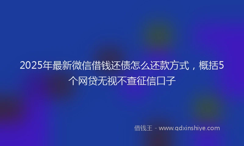 2025年最新微信借钱还债怎么还款方式，概括5个网贷无视不查征信口子