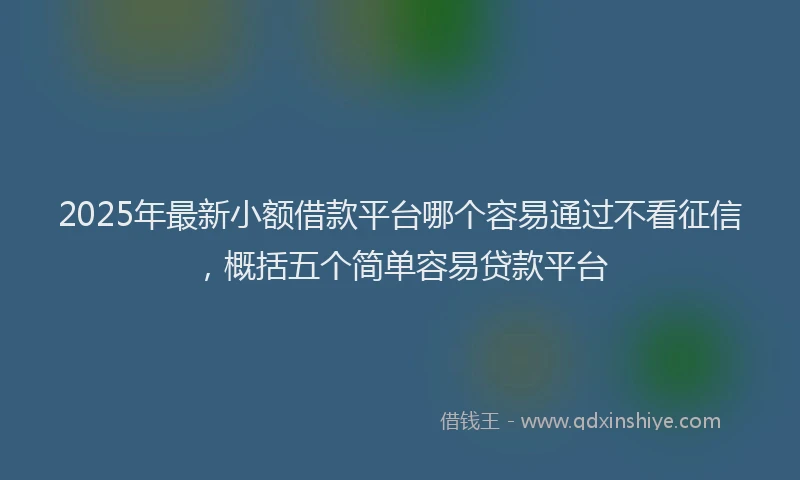 2025年最新小额借款平台哪个容易通过不看征信，概括五个简单容易贷款平台