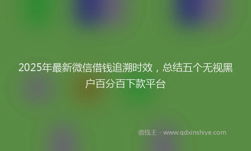 2025年最新微信借钱追溯时效，总结五个无视黑户百分百下款平台